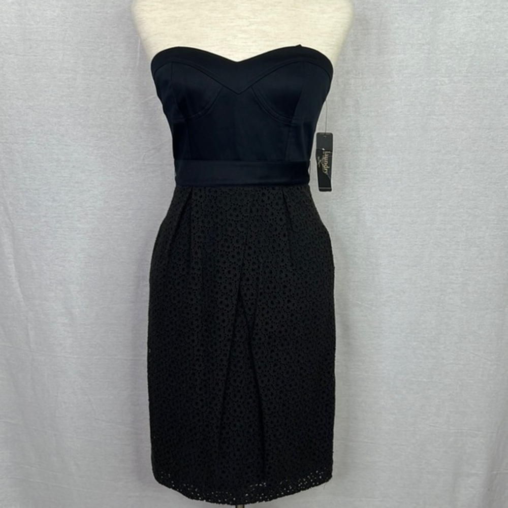 LAUNDRY By Shelli Segal NWT Black strapless Eyelet Dress Sz  2